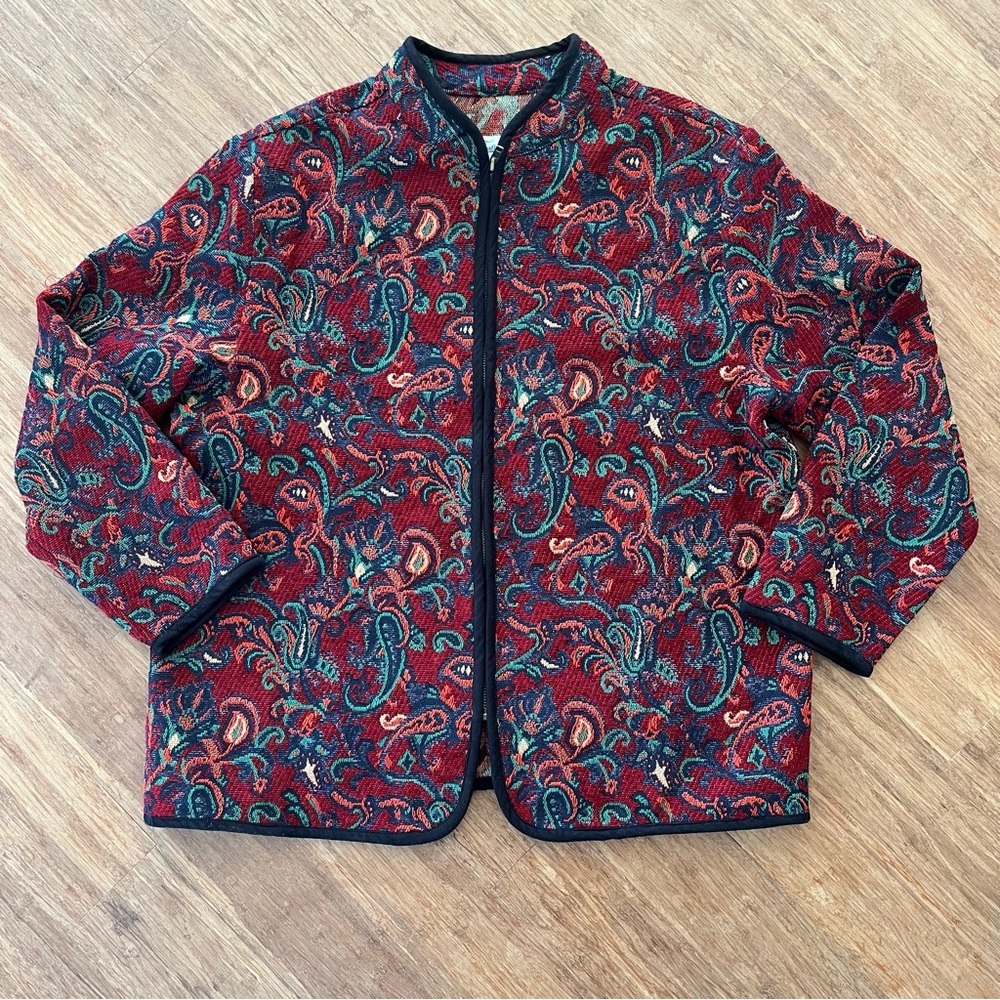 Traditions Paisley Patterned Fall Jacket, Sz 1X